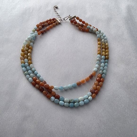 Jay King Multi Stone Necklace 18" Blue Aquamarine Red Agate New Western - Picture 5 of 10